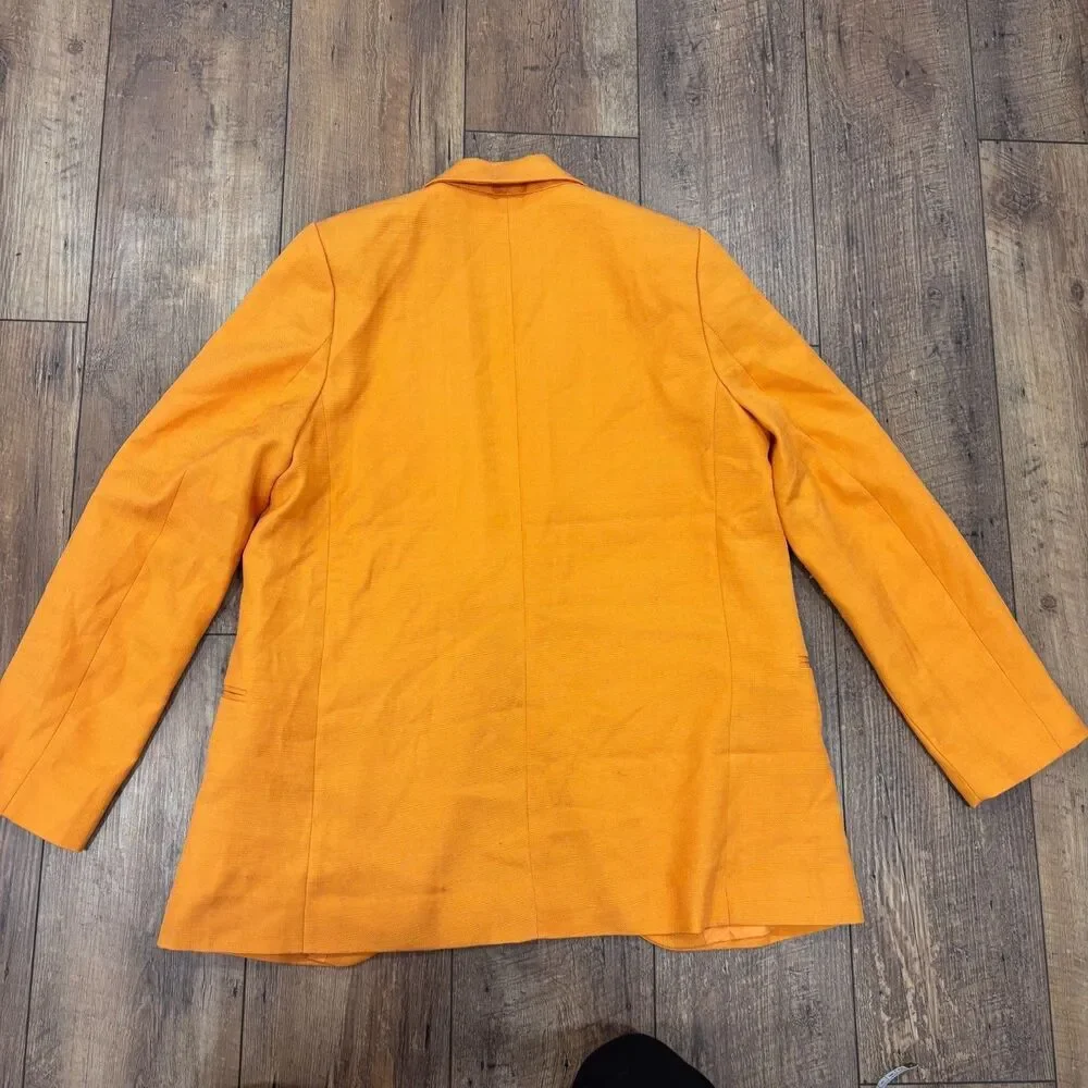 H&M Vibrant Orange Solid Pant Suit Set Jacket & Pants Women’s Size 2 Small